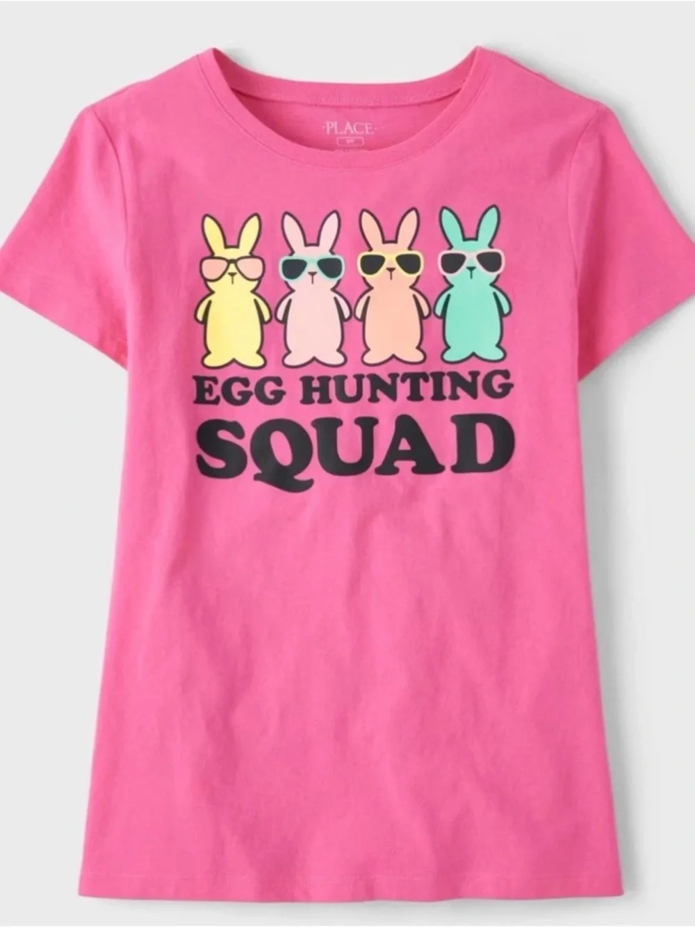 NWT Children's Place Girls 4T Pink Easter Egg Hunting Squad Short Sleeve Shirt
